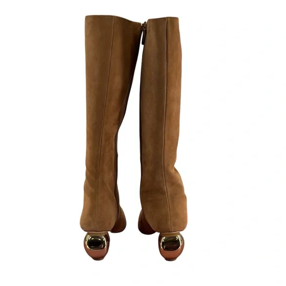 Cult Gaia NEW Zuri Knee High Boot in Camel Brown Gold Sculptural Heel Size 9 - Picture 10 of 14